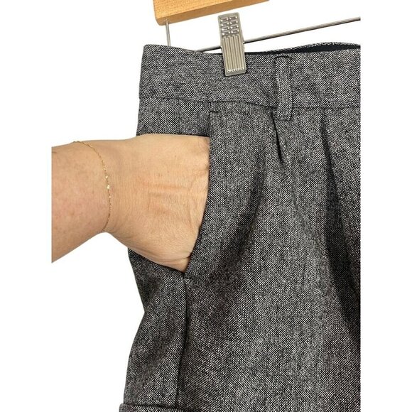 Express Wool Shorts 10 Gray Cuffed Y2K Preppy Academia Leopard Print 80s Classic - Picture 9 of 16